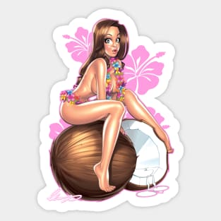 Coconut pinup Girl Sticker